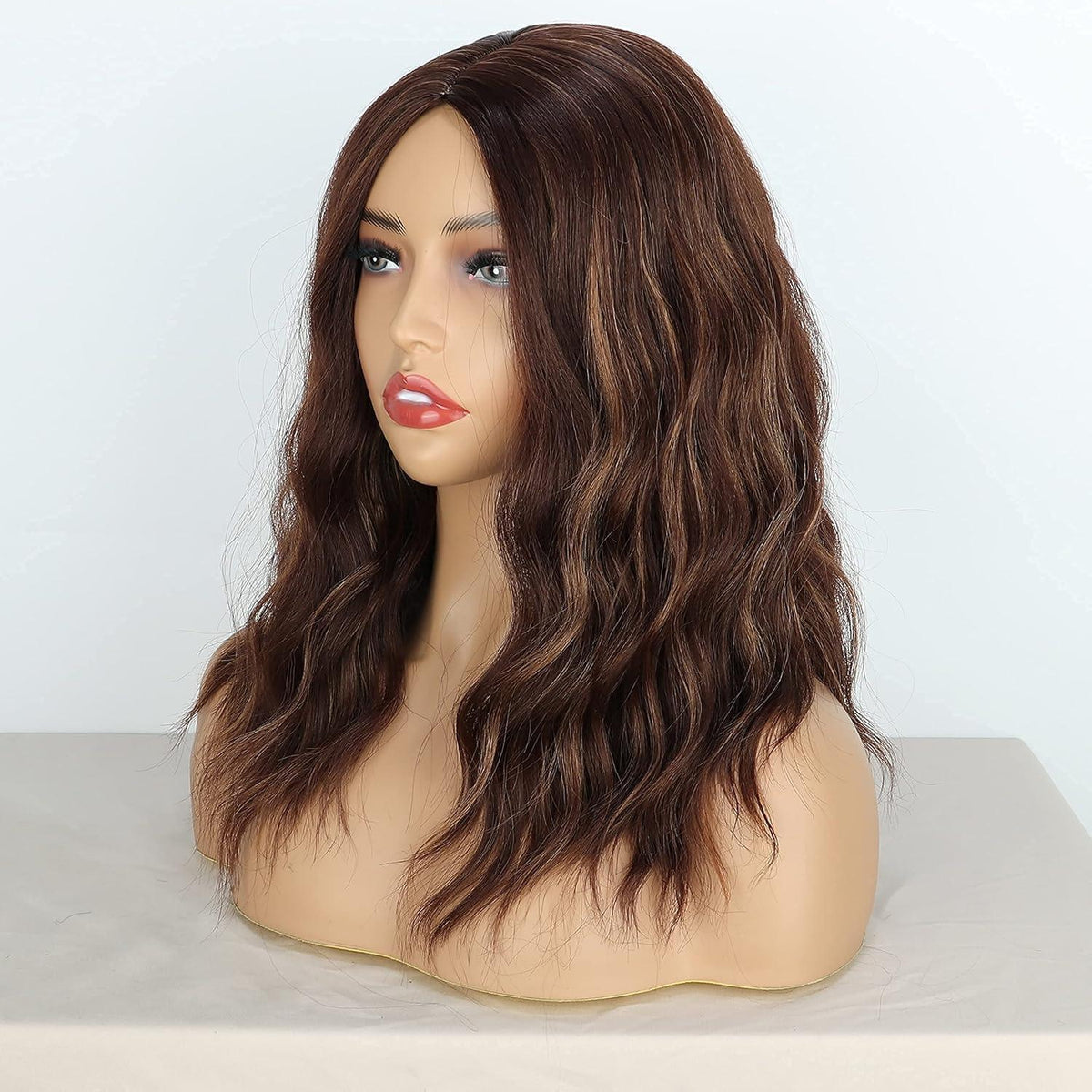 Kurze lockige Bob Perücke Braun Blond Damen Perücke