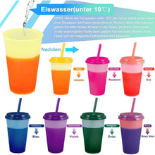 Patinao 7er Set Farbwechsel Trinkbecher mit Strohhalm