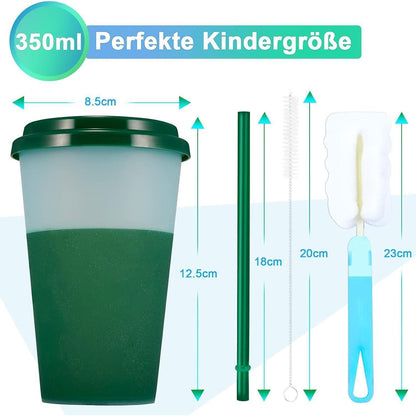 Patinao 7er Set Farbwechsel Trinkbecher mit Strohhalm