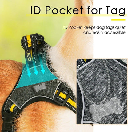 No-Pull reflektierendes Hundegeschirr atmungsaktiv Gelb S