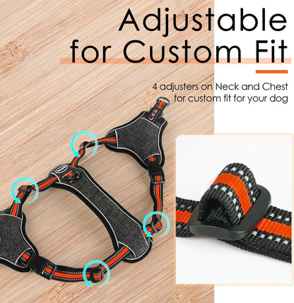 ThinkPet No-Pull Hundegeschirr Reflektierend Atmungsaktiv Orange S