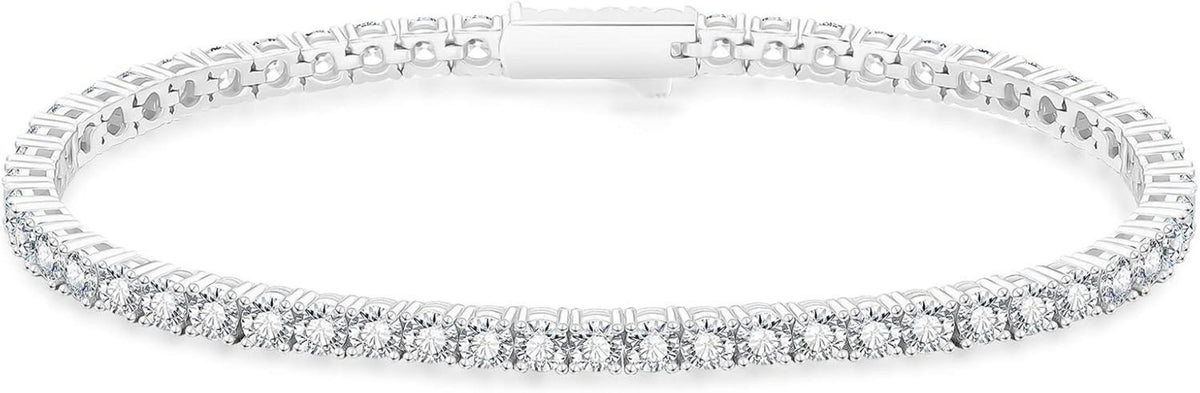 Elegantes Tennisarmband mit Zirkoniasteinen 3mm Silber 17.8cm