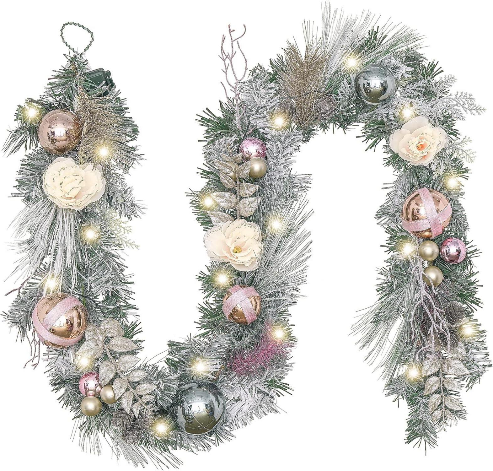 Beleuchtete Weihnachtsgirlande mit LED-Lichtern und Timer-Funktion