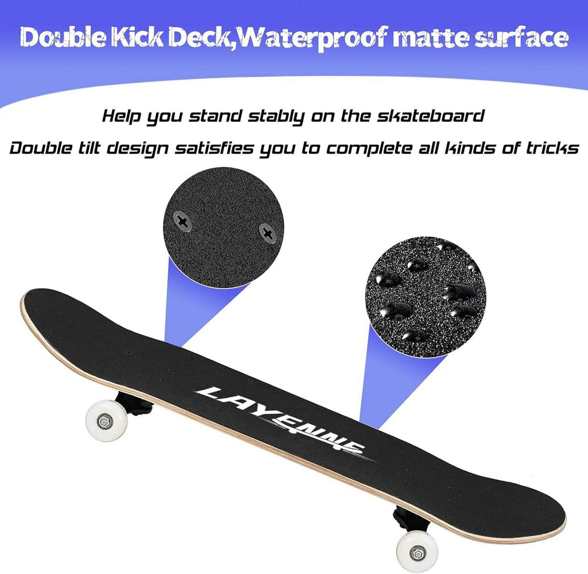 Skateboard Blitz 31x8 Zoll Ahornbrett ABEC-11 Lager Blau