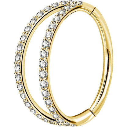 Helix Ring mit Zirkonia, 16G Edelstahl, Gold 8mm