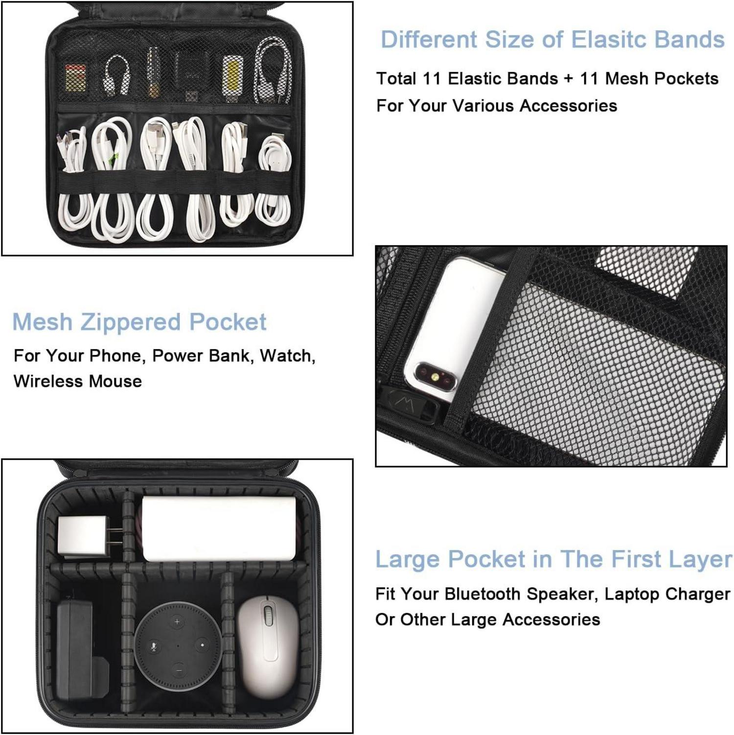 Kabel Organizer Tasche mit 2 Schichten, Wasserdicht, Schlagfest
