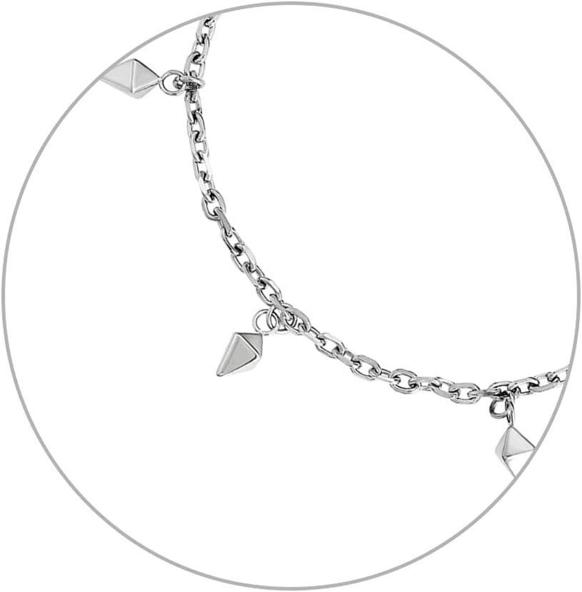 Damen Fußkettchen mit bunten Zirkonia, vergoldet, Fischgrätkette - Länge