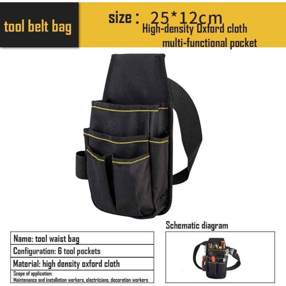 Werkzeugtasche Oxford Stoff mit Gummibändern, verstellbar