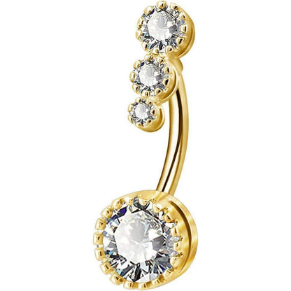 Edelstahl Nabelpiercing mit Zirkonia, Gold Bananabell