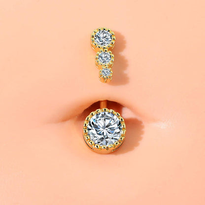 Edelstahl Nabelpiercing mit Zirkonia, Gold Bananabell
