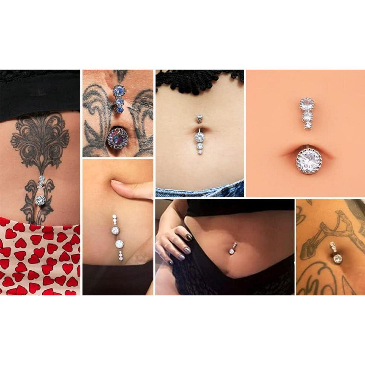Edelstahl Nabelpiercing mit Zirkonia, Gold Bananabell