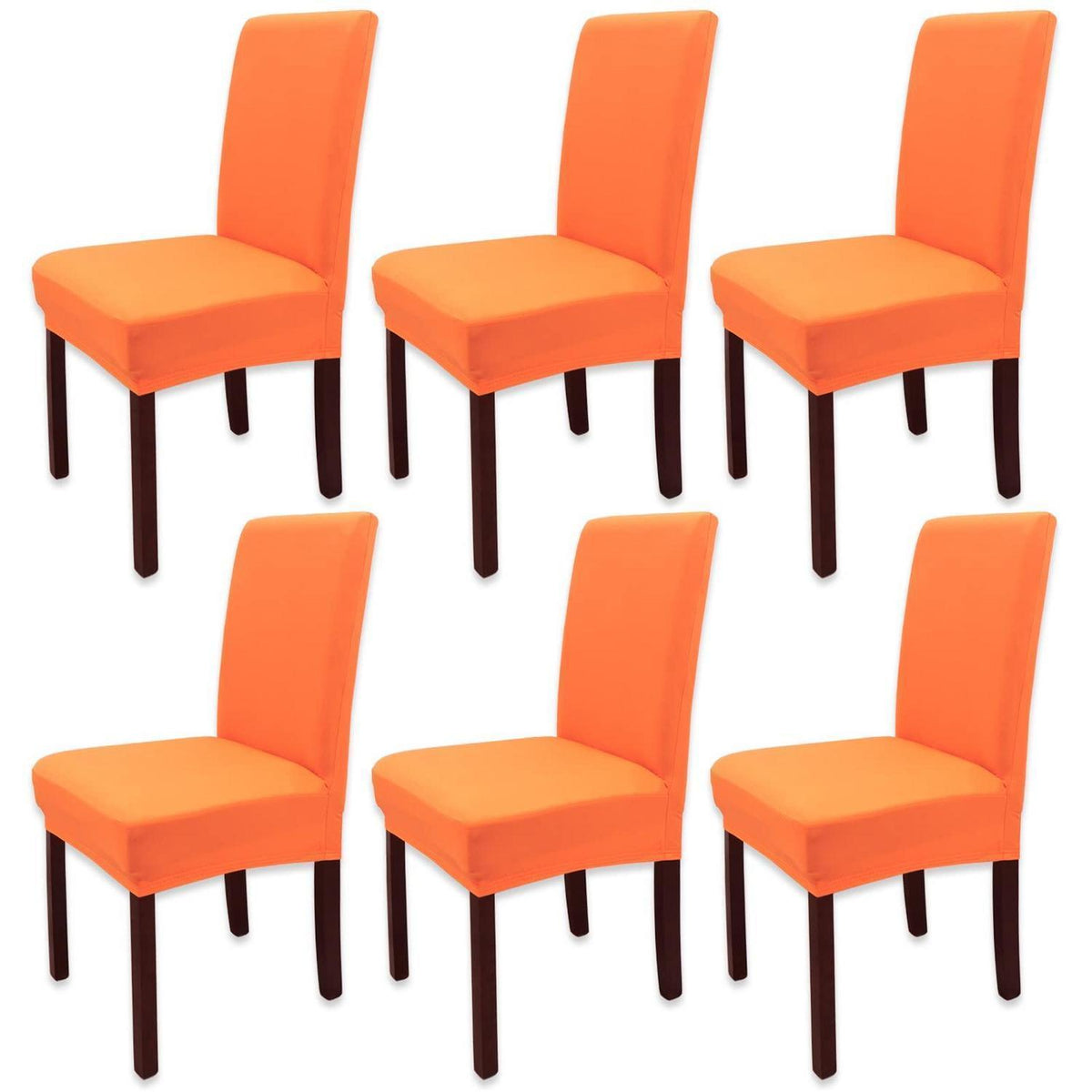 6x Stuhlhussen Elastisch Orange – Waschbar & Modern