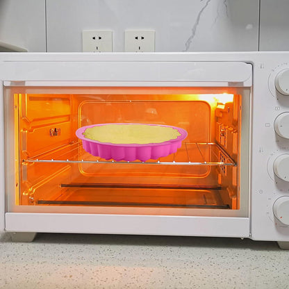 4er Set runde Silikon-Backformen in Blumenform, 25cm, 23cm, 22cm, 20cm