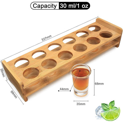 Schnapsglas-Set mit Cocktailhalter, 12 Löcher aus klarem