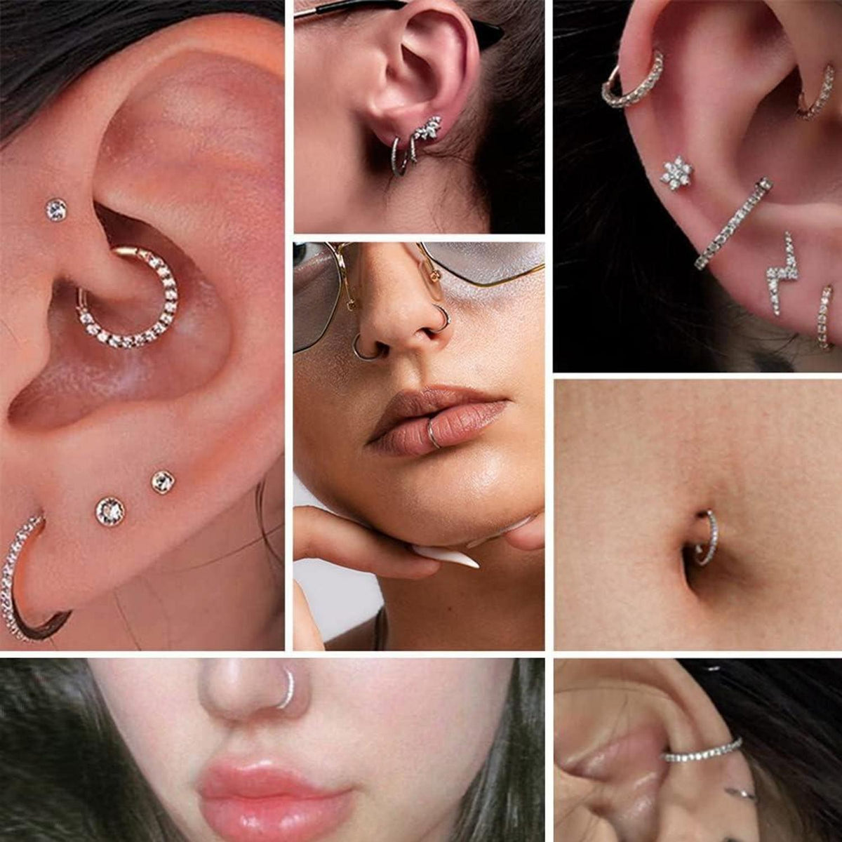 Nasenring Hoop 18G/20G mit Zirkonia, 10mm, Gold