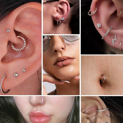Nasenring Hoop 18G/20G mit Zirkonia, 10mm, Gold