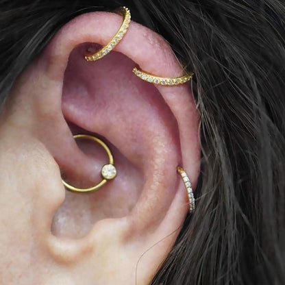 Nasenring Hoop 18G/20G mit Zirkonia, 10mm, Gold