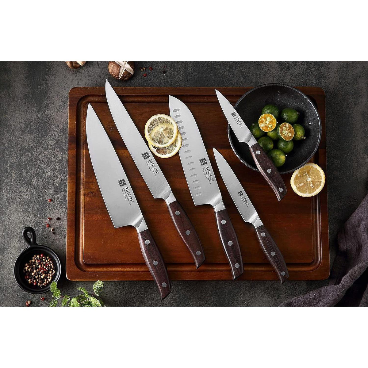5-teiliges Küchenmesser-Set aus Edelstahl 1.4116