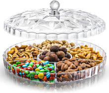 Snack-Serviertablett mit Deckel, 6 Fächer, rund, Kunststoff 30.5 cm