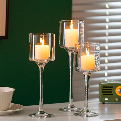 Teelichthalter Glas Kerzenständer Set für Tischdeko Hochzeit