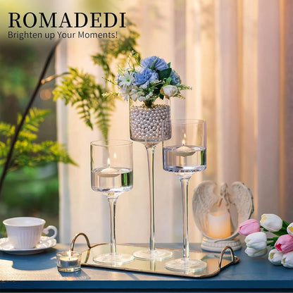Teelichthalter Glas Kerzenständer Set für Tischdeko Hochzeit