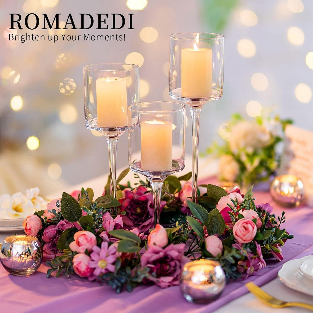 Teelichthalter Glas Kerzenständer Set für Tischdeko Hochzeit