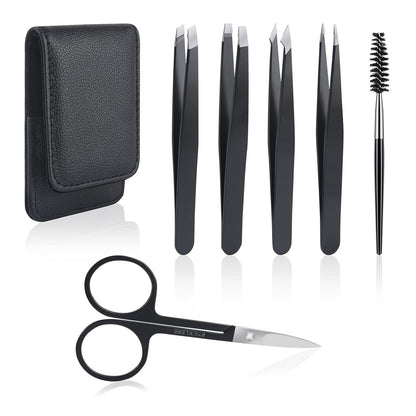 Professionelles 6tlg Pinzetten Set mit Ledertasche