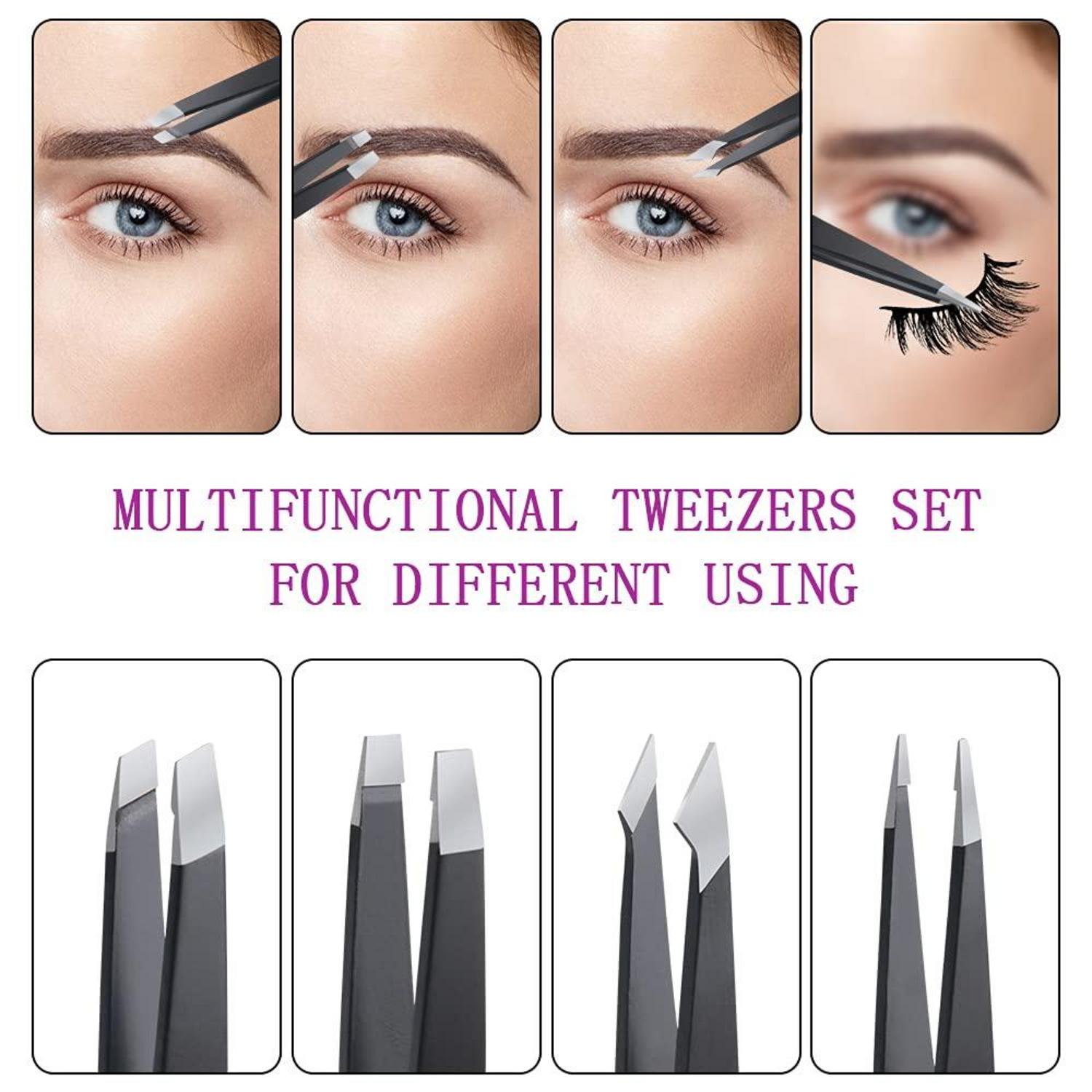 Professionelles 6tlg Pinzetten Set mit Ledertasche