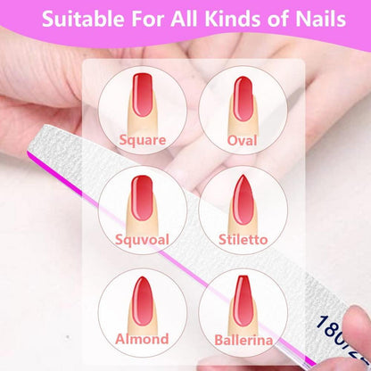 12er Set Nagelfeilen 100/180 Körnung für Acryl- und Gelnägel, waschbar