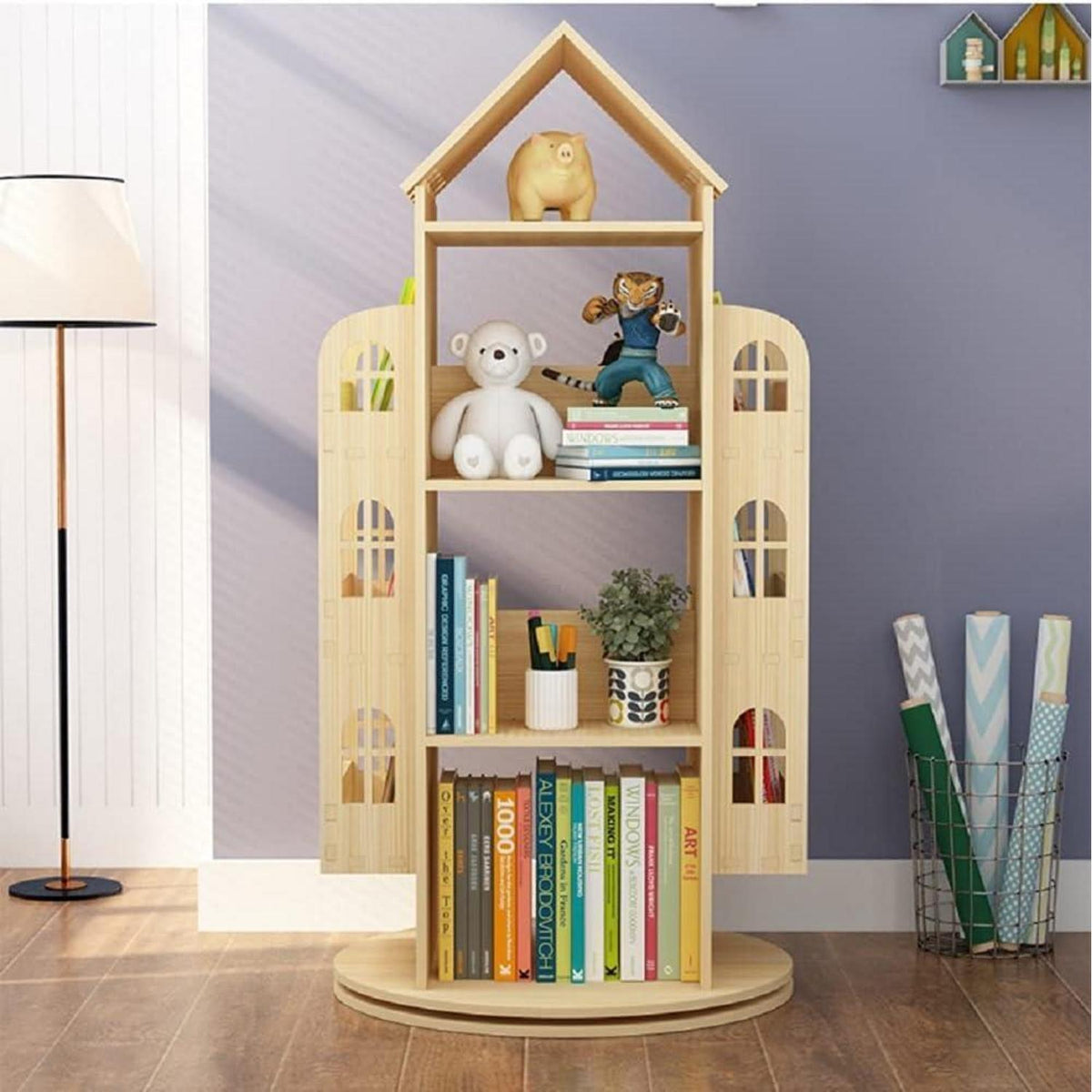 Drehbares Bücherregal Kiefernholz – 360 Grad Standregal