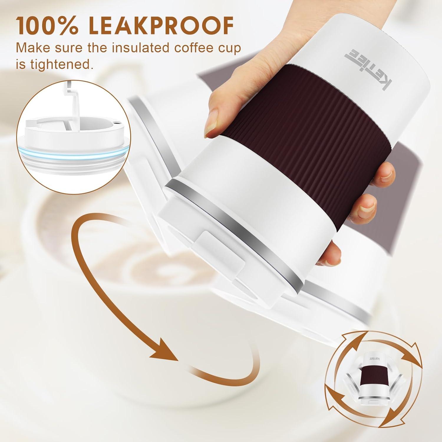Thermobecher Kaffee-to-go 380ml Doppelwandig Isolierbecher White