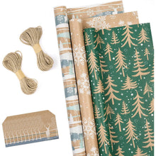Weihnachtspapierrollen Kraftpapier 3 Rollen 43cm X 3m Blau