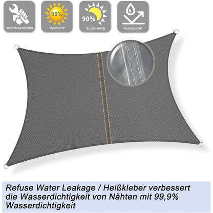 Wasserdichtes Sonnensegel 3x3m Anthrazit mit 95% UV-Schutz