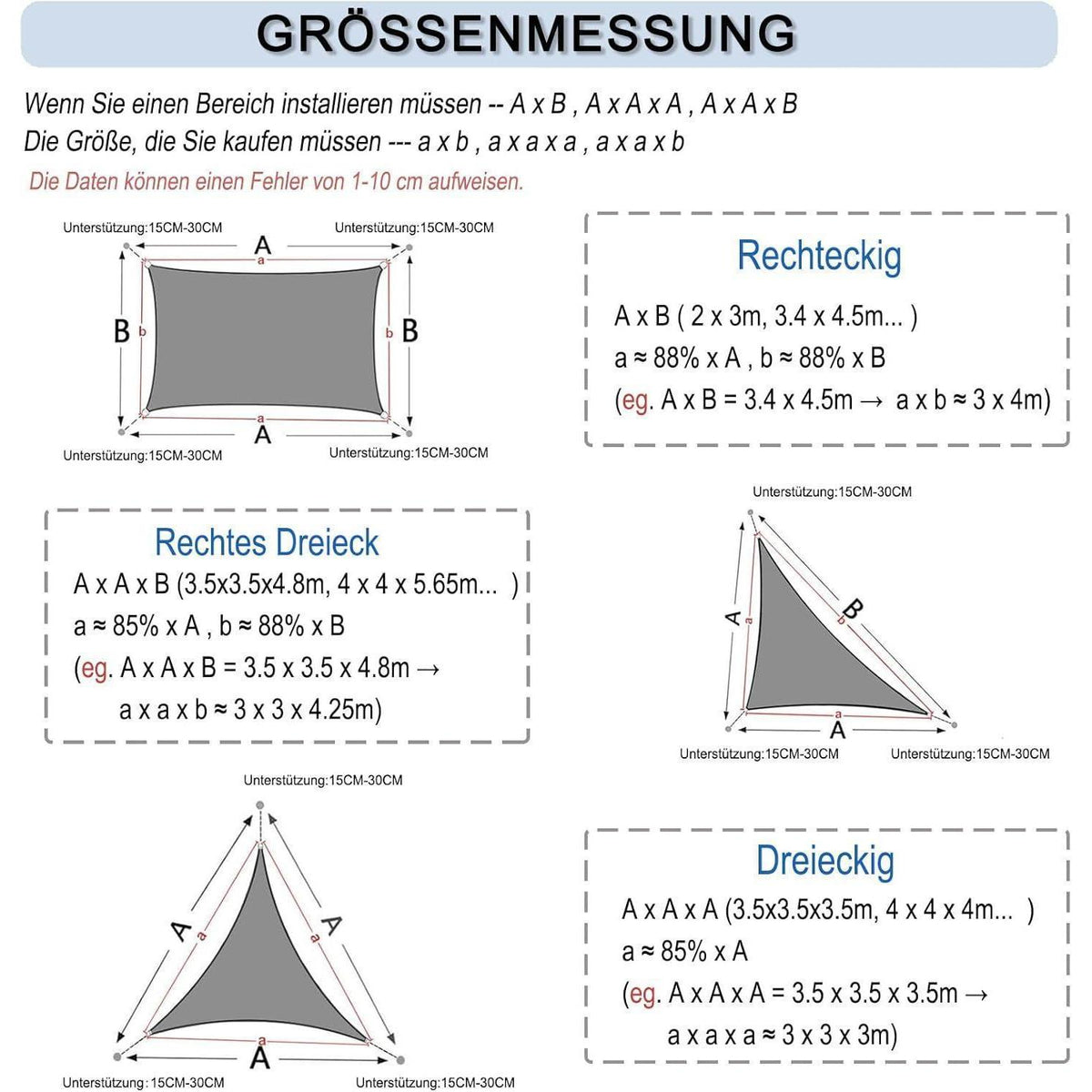 Wasserdichtes Sonnensegel 4x5m Creme mit UV-Schutz
