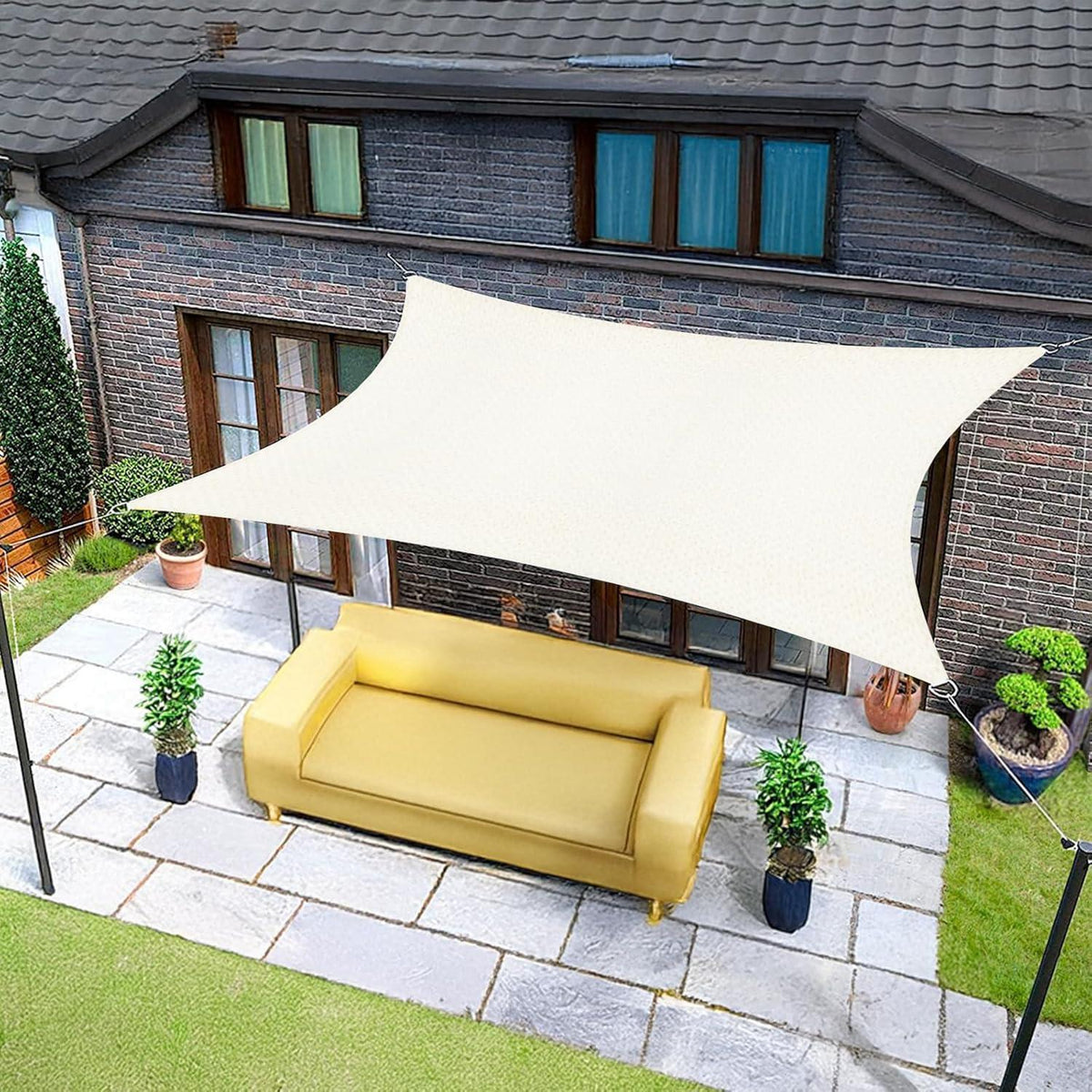 Wasserdichtes Sonnensegel 3x4m Creme mit UV-Schutz
