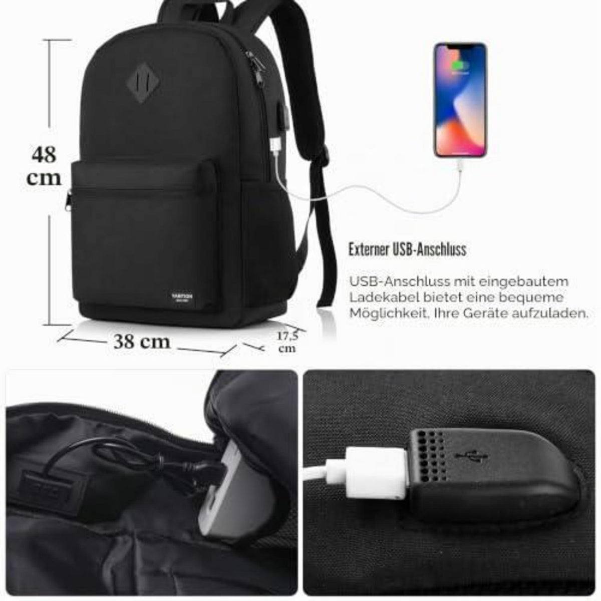 Laptop Rucksack 17,3 Zoll – Wasserdicht & USB Ladeanschluss