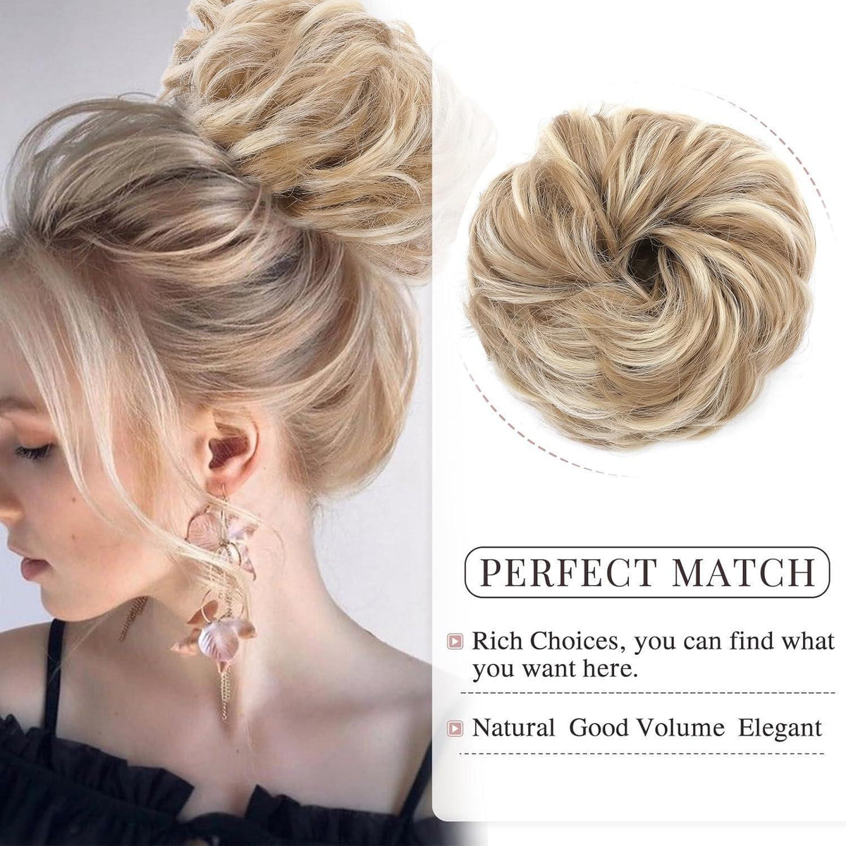 Welliges Haarteil Aschblond & Bleichblond – Voluminöser Dutt