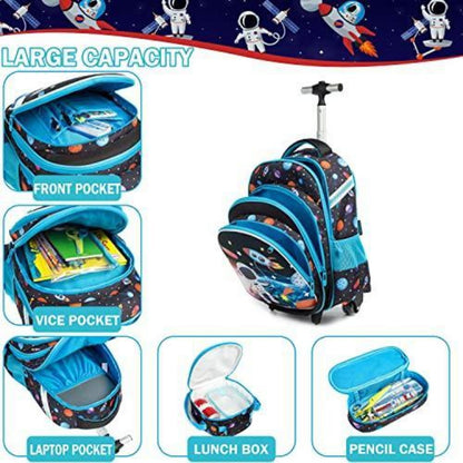 Mädchen Rollrucksack mit Rädern & Koffer Set für Grundschule