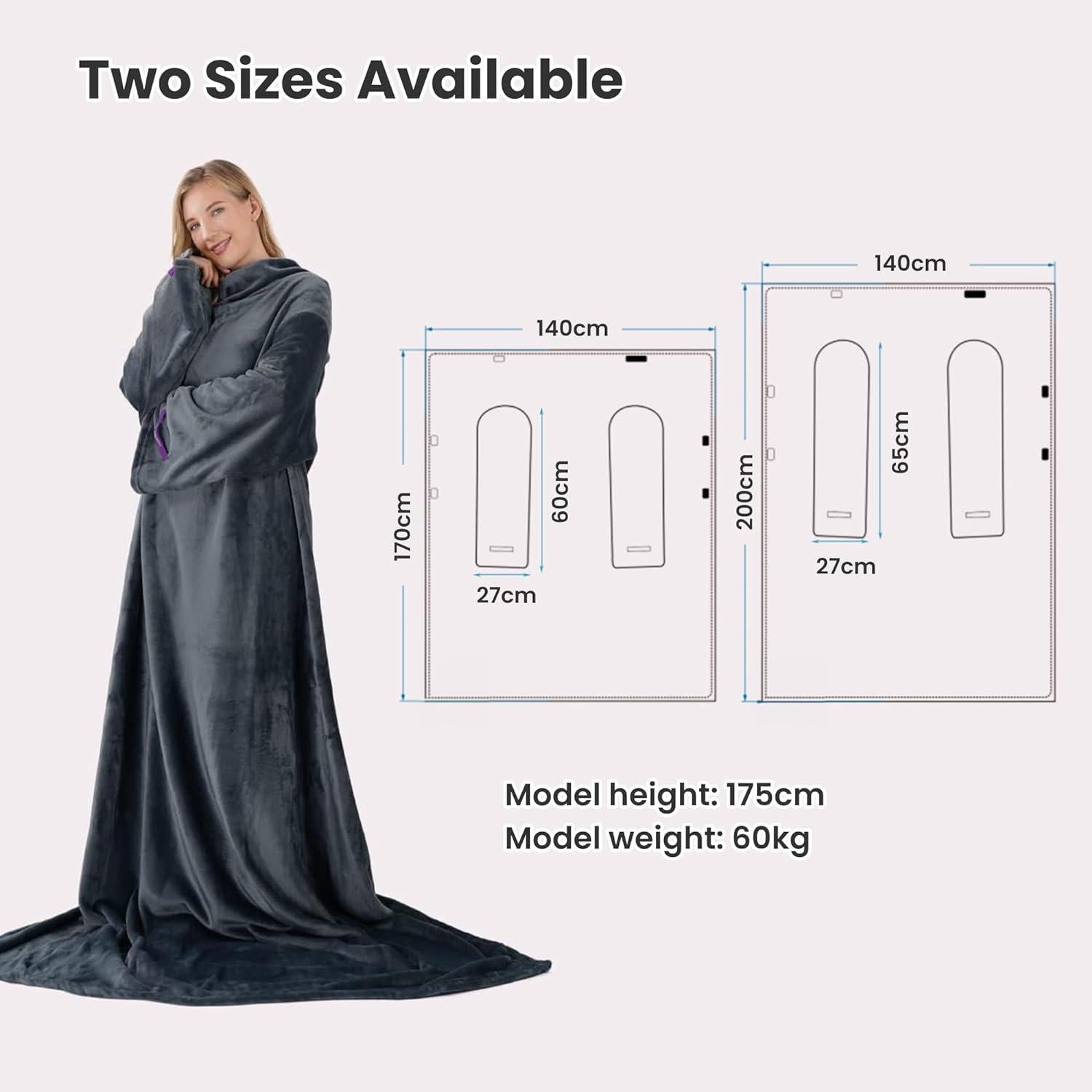 Decke mit Ärmeln, Kuscheldecke Weich Warm Ärmeldecke Klettverschluss
