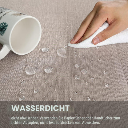 Leinen Tischdecke Beige – 145x300 cm Rechteckig & Abwaschbar