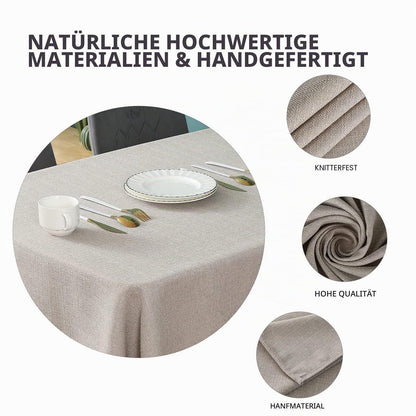 Leinen Tischdecke Beige – 145x300 cm Rechteckig & Abwaschbar