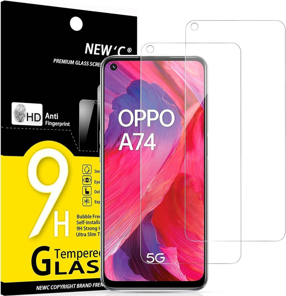 Panzer Schutzglas für Oppo A54 5G & A74 5G 2er Pack 9H Ultra-klar
