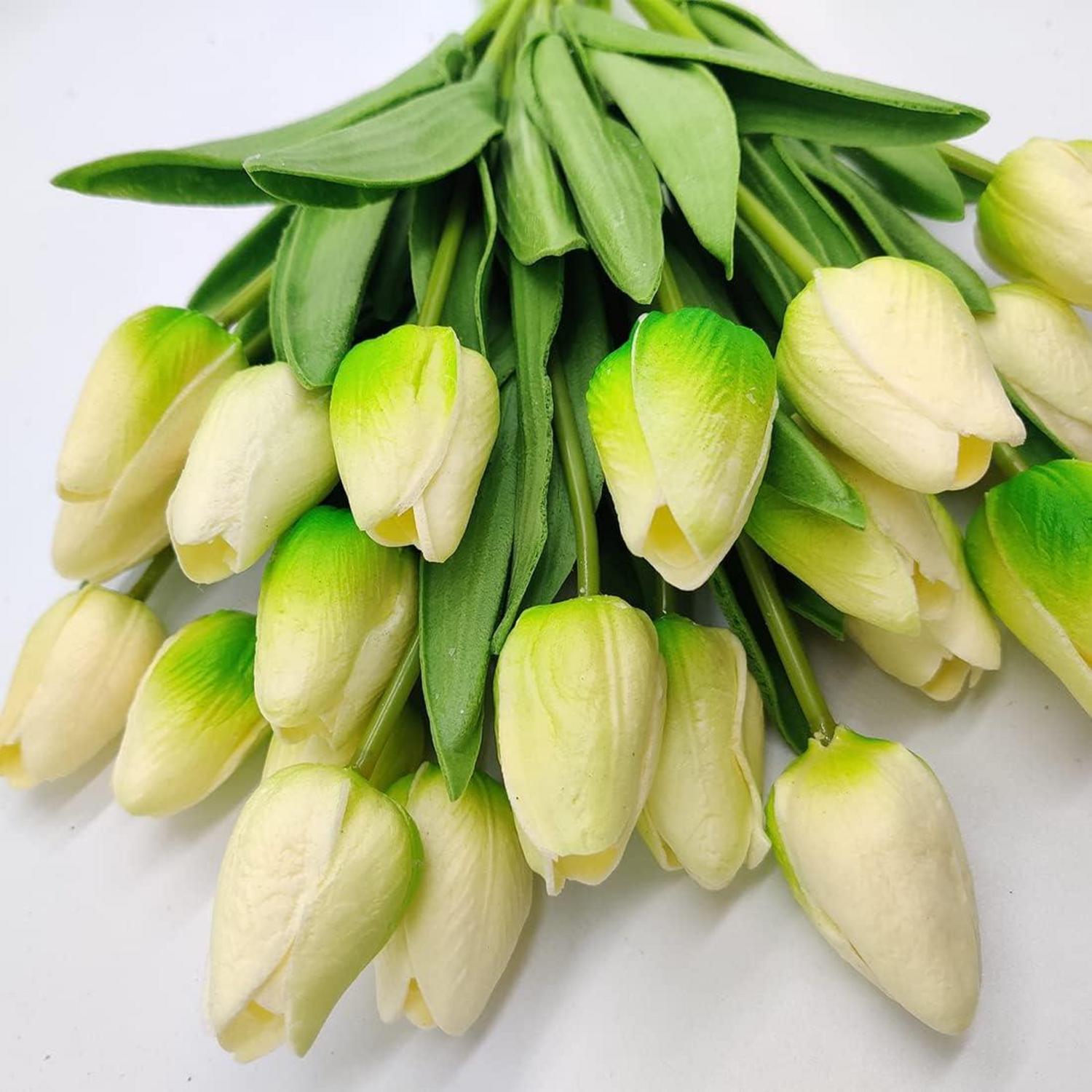 Künstliche Tulpen Blumensträuße Hochzeit Deko 20 Stück PU Grün