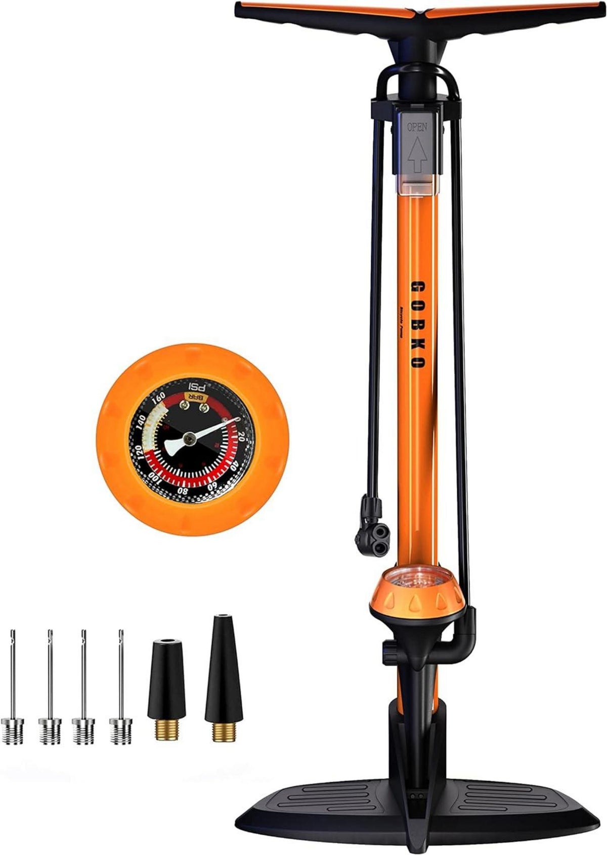 Hochdruck Standpumpe mit Manometer für Fahrradreifen 160 Psi 11 Bar