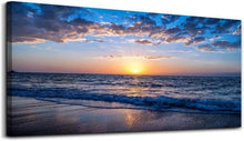 Leinwandbild Sonnenuntergang Strand Meer Landschaft 100x50cm
