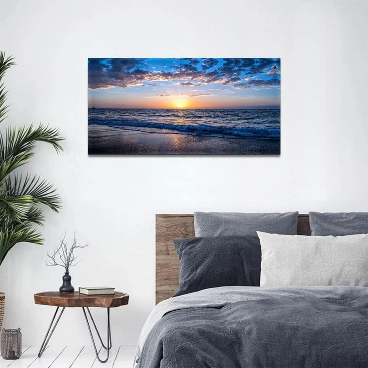 Leinwandbild Sonnenuntergang Strand Meer Landschaft 100x50cm