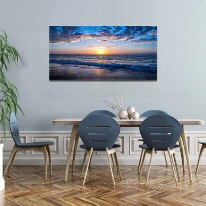Sonnenuntergang Strand Leinwandbild 100x50cm Wohnzimmer Deko Wandbild