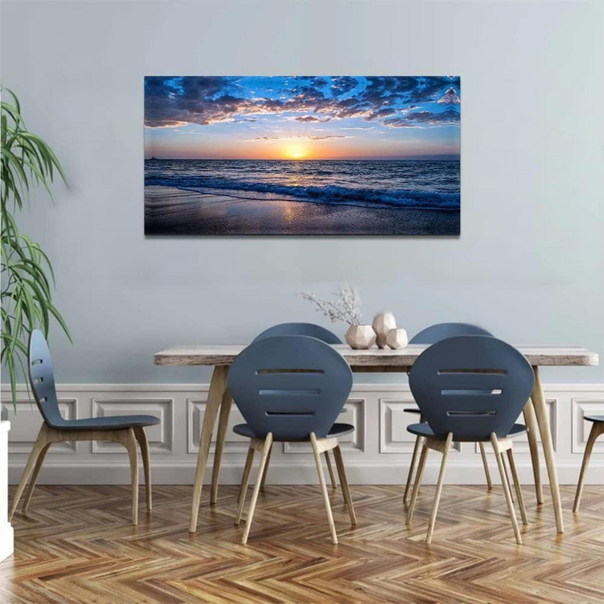 Sonnenuntergang Strand Leinwandbild 100x50cm Wohnzimmer Deko Wandbild