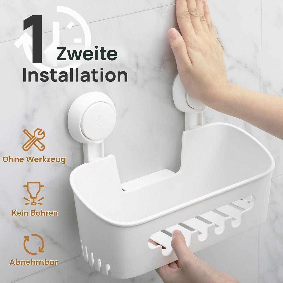 Duschablage ohne Bohren – 2 Etagen, Saugnapf, Ecke