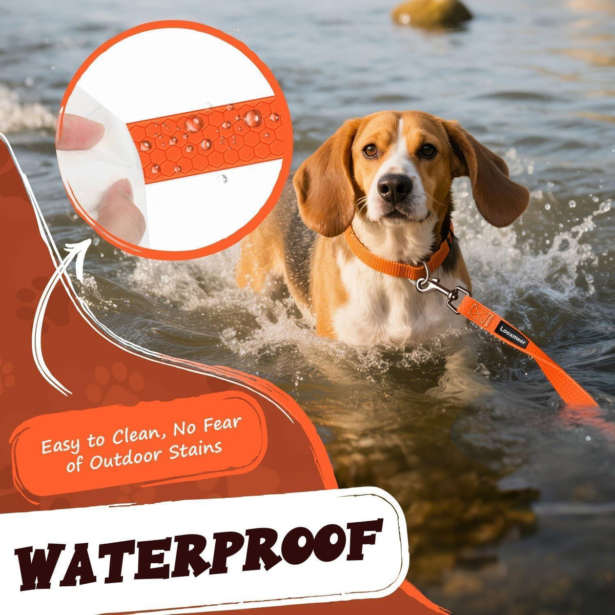 Wasserdichte Schleppleine für Hunde aus Biothane, 10m Neon Orange